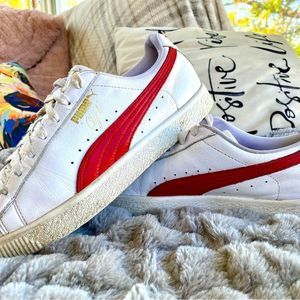 💥Mens “CLYDE” Red & White Puma Sneakers💥